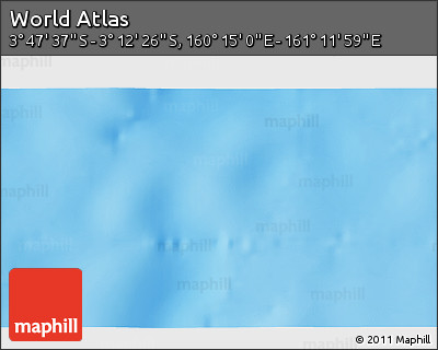 Physical 3D Map of the Area around 3° 30' 2" S, 160° 43' 29" E