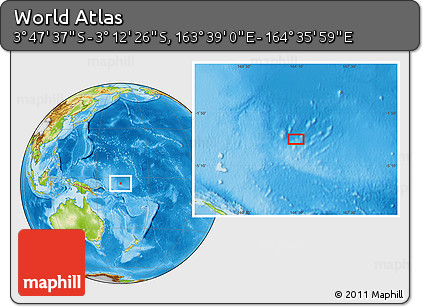 Physical Location Map of the Area around 3° 30' 2" S, 164° 7' 30" E