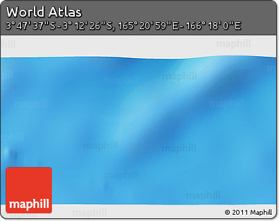 Physical 3D Map of the Area around 3° 30' 2" S, 165° 49' 29" E