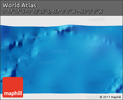 Physical 3D Map of the Area around 3° 30' 2" S, 166° 31' 30" W