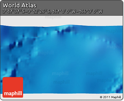 Physical 3D Map of the Area around 3° 30' 2" S, 166° 31' 30" W