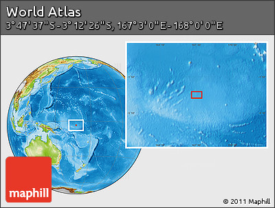 Physical Location Map of the Area around 3° 30' 2" S, 167° 31' 30" E