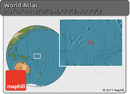 Satellite Location Map of the Area around 3° 30' 2" S, 167° 31' 30" E