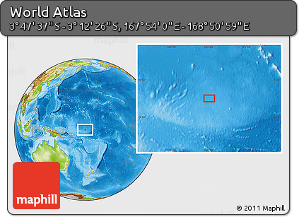 Physical Location Map of the Area around 3° 30' 2" S, 168° 22' 30" E