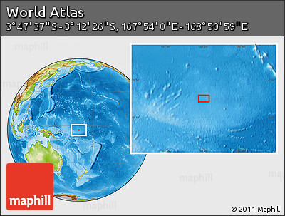 Physical Location Map of the Area around 3° 30' 2" S, 168° 22' 30" E
