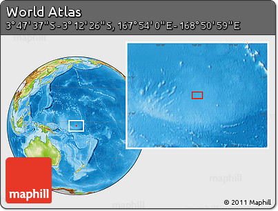 Physical Location Map of the Area around 3° 30' 2" S, 168° 22' 30" E