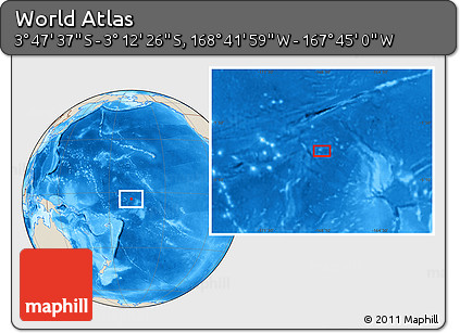 Shaded Relief Location Map of the Area around 3° 30' 2" S, 168° 13' 29" W