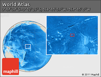 Shaded Relief Location Map of the Area around 3° 30' 2" S, 168° 13' 29" W