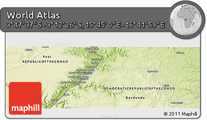 Physical Panoramic Map of the Area around 3° 30' 2" S, 16° 13' 30" E