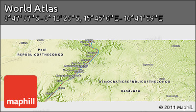 Physical Panoramic Map of the Area around 3° 30' 2" S, 16° 13' 30" E