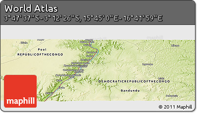 Physical Panoramic Map of the Area around 3° 30' 2" S, 16° 13' 30" E