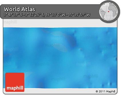 Physical 3D Map of the Area around 3° 30' 2" S, 16° 4' 29" W