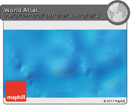Physical 3D Map of the Area around 3° 30' 2" S, 16° 55' 29" W