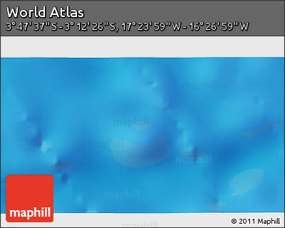 Physical 3D Map of the Area around 3° 30' 2" S, 16° 55' 29" W