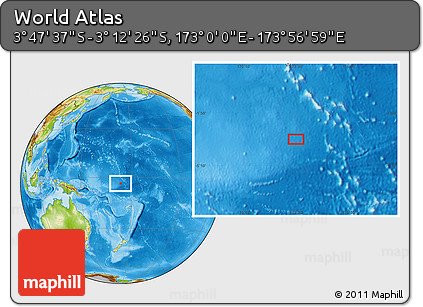 Physical Location Map of the Area around 3° 30' 2" S, 173° 28' 29" E