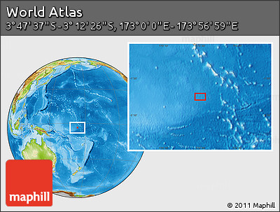 Physical Location Map of the Area around 3° 30' 2" S, 173° 28' 29" E