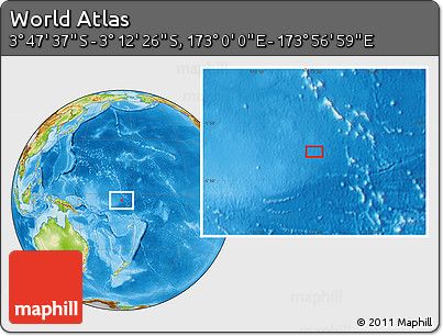 Physical Location Map of the Area around 3° 30' 2" S, 173° 28' 29" E