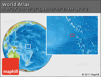 Physical Location Map of the Area around 3° 30' 2" S, 174° 19' 29" E
