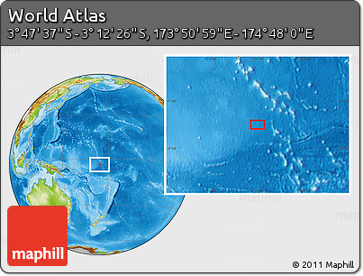 Physical Location Map of the Area around 3° 30' 2" S, 174° 19' 29" E
