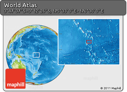 Physical Location Map of the Area around 3° 30' 2" S, 176° 1' 30" E