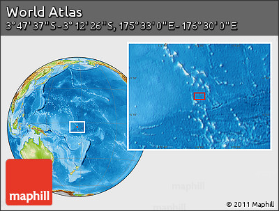 Physical Location Map of the Area around 3° 30' 2" S, 176° 1' 30" E