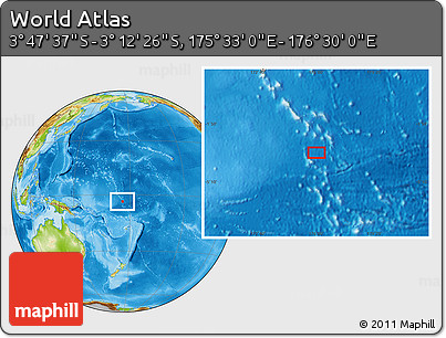 Physical Location Map of the Area around 3° 30' 2" S, 176° 1' 30" E