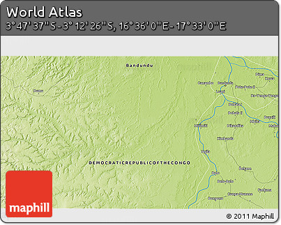 Physical 3D Map of the Area around 3° 30' 2" S, 17° 4' 30" E
