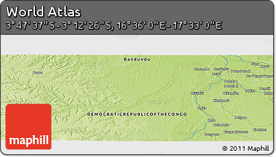 Physical Panoramic Map of the Area around 3° 30' 2" S, 17° 4' 30" E