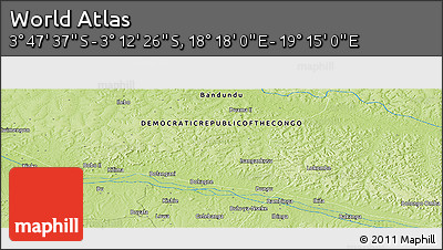 Physical Panoramic Map of the Area around 3° 30' 2" S, 18° 46' 29" E
