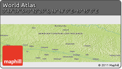 Physical Panoramic Map of the Area around 3° 30' 2" S, 18° 46' 29" E