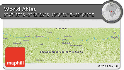 Physical Panoramic Map of the Area around 3° 30' 2" S, 19° 37' 30" E