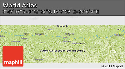 Physical Panoramic Map of the Area around 3° 30' 2" S, 19° 37' 30" E