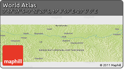 Physical Panoramic Map of the Area around 3° 30' 2" S, 19° 37' 30" E