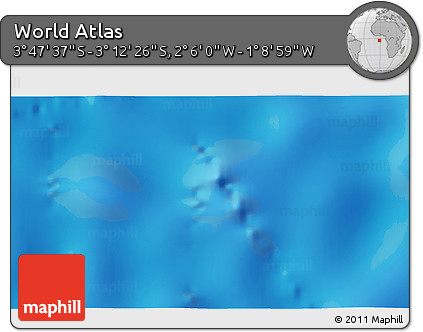 Physical 3D Map of the Area around 3° 30' 2" S, 1° 37' 30" W