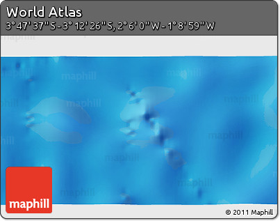 Physical 3D Map of the Area around 3° 30' 2" S, 1° 37' 30" W