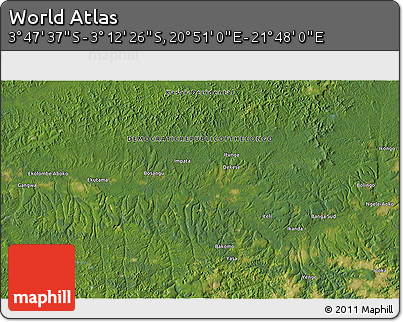 Satellite 3D Map of the Area around 3° 30' 2" S, 21° 19' 30" E
