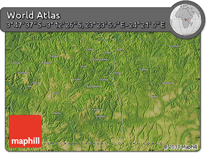 Satellite Map of the Area around 3° 30' 2" S, 23° 52' 30" E