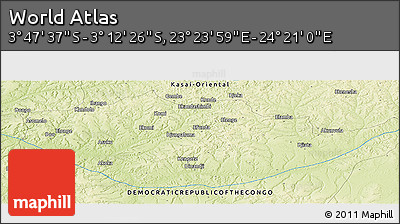 Physical Panoramic Map of the Area around 3° 30' 2" S, 23° 52' 30" E