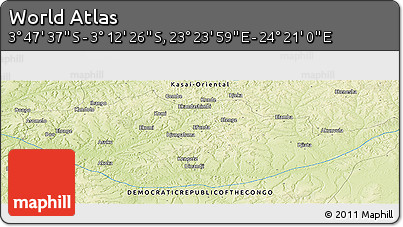 Physical Panoramic Map of the Area around 3° 30' 2" S, 23° 52' 30" E