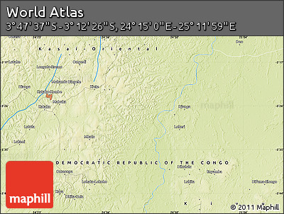 Physical Map of the Area around 3° 30' 2" S, 24° 43' 30" E