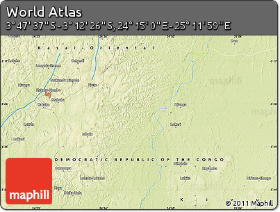 Physical Map of the Area around 3° 30' 2" S, 24° 43' 30" E