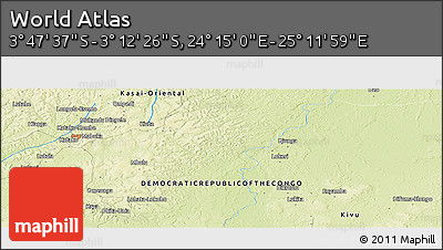 Physical Panoramic Map of the Area around 3° 30' 2" S, 24° 43' 30" E