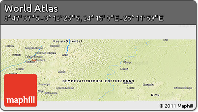 Physical Panoramic Map of the Area around 3° 30' 2" S, 24° 43' 30" E