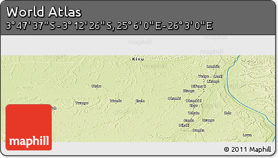 Physical Panoramic Map of the Area around 3° 30' 2" S, 25° 34' 30" E