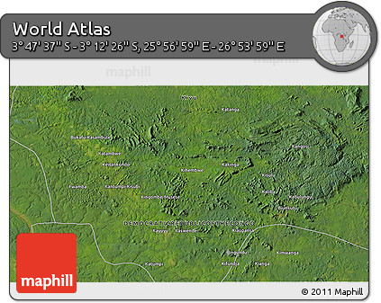 Satellite 3D Map of the Area around 3° 30' 2" S, 26° 25' 29" E