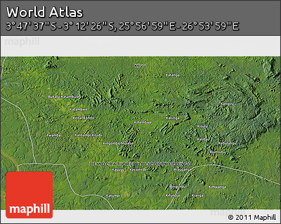 Satellite 3D Map of the Area around 3° 30' 2" S, 26° 25' 29" E