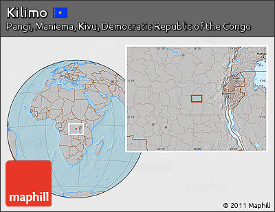Gray Location Map of Kilimo, hill shading