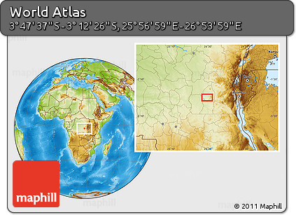 Physical Location Map of the Area around 3° 30' 2" S, 26° 25' 29" E
