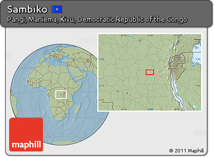 Savanna Style Location Map of Sambiko, hill shading