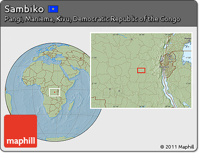 Savanna Style Location Map of Sambiko, hill shading